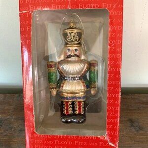 Fitz and Floyd Nutcracker Large Glass Ornament